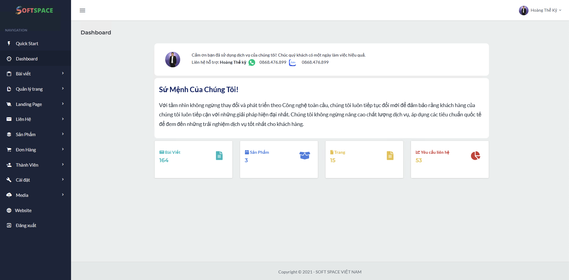 Mẫu website Dùng thử miễn phí tại Soft Space Việt Nam